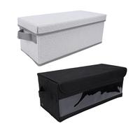 Hamwesh CD Storage Box, 2PCS Stackable CD Organizer Case, Durable Compact DVD Case Holder with Lid Foldable High Capacity for Desktop Home Retail, 14.2x6.3x5.5 In (Clear+Gray White)