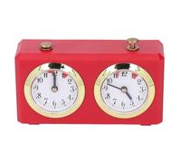 Hamwesh Chess Clock, Professional Vintage Analog Wood Mechanical Chess Clock Timer with High Accuracy, No Battery, Large Dials, for Various Games Including, Chinese, and Go (Red)