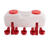 Hamwesh Chicken Waterer, 10L Large Capacity Semi Automatic with 10 Water Cups Poultry Waterer for Chickens Ducks Quails and Other Poultry (Large)