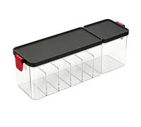 Hamwesh Clear Cable Organizer Box with Lid, Plastic Cord Storage for Desk, Phone Charger and Small Accessories, Home Office Drawer, 13.19x4.21x3.54 Inch (Black)