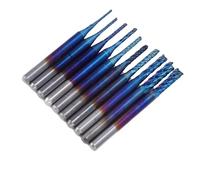Hamwesh CNC Router Bit Set, 10-Piece Carbide CNC Router Bits with Blue Coating, 1/8 Inch Shank, Cutting Diameters 0.8mm-3mm, for Engraving, Carving, Milling, Wood Carving, PCB, SMT,