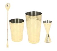 Hamwesh Cocktail Shaker Set, Stainless Steel Boston Shaker Vintage Print Cocktail Strainer Set Multifunctional Bartender Essential Bar Tools for Bartender (Type 3)