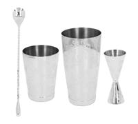 Hamwesh Cocktail Shaker Set, Stainless Steel Boston Shaker Vintage Print Cocktail Strainer Set Multifunctional Bartender Essential Bar Tools for Bartender (A)