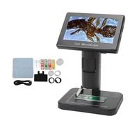 Hamwesh Coin Microscope, 5 Inch IPS Screen 1080P Optical 25 to 1000X USB Digital Microscope with 8X Zoom 3 Lighting Modes Double Focus Adjustment Weighted Chassis for Scientific Research