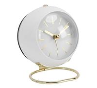 Hamwesh Desk Alarm Clock, Silent Non Ticking Soft Night Light Battery Operated Analog, Bedside Clock with Vintage Design for Bedroom Living Room Office Bedside Table (12x11x8.3cm / 4.72x4.33x3.27in)