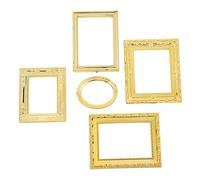 Hamwesh Dollhouse Mirror Frame, 1:12 Scale Vintage Carving European Style Miniature Dollhouse Accessories with 5 Pieces Set for Bedrooms Living Rooms Bathrooms