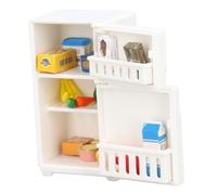 Hamwesh Dollhouse Refrigerator, Premium Plastic Miniature Fridge, 1:18 Scale with 15 Food Accessories for Kids Play Kitchen and Desk Decoration