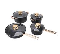 Hamwesh Eco-Friendly Cookware Set, Non-Stick Maifan Stone Coating, Long-Lasting Stainless Steel Pots and Pans with Glass Lids, for Kitchen Use