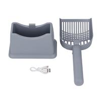 Hamwesh Electric Cat Litter Scoop, Quiet Operating Powerful Vibration Cat Litter Scoop with Holder & Night Light, Rechargeable Portable Cordless Scooper for Home, Easy to Clean (Grey)