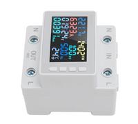 Hamwesh Electric Energy Meter, 170 to 270V 0 to 63A Multi Protect Color Screen Volt Amp Meter, Intelligent Electric with Guide Rail Installation for Home Industrial Use