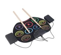 Hamwesh Electronic Set, Roll Up Practice Pad, 9 Pads, Headphone Jack, | Portable Silicone Kit with Maple Wood Sticks, Foot Pedals, USB Cable, 8 Demo Songs, for Kids Beginners Outdoor Travel
