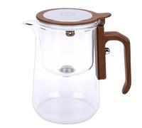 Hamwesh Enchanti Tea Pot, Magnetic Water Separation Transparent Witchcraft Glass Teapot, Magic Teapot with Detachable Infuser and Imitation Wood Patterned Handle for Loose Leaf Tea (600ml)