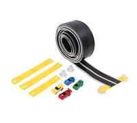 Hamwesh Flexible Race Car Track, Portable Rolls Up DIY Race Car Ramp Track, Plastic Racetrack Toy with 4 Small Racecars Suction Cups Compatible with Diecast, for Ages 3 & Up