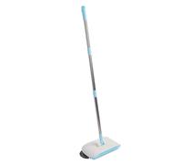 Hamwesh Floor Sweeper, Stainless Steel Dual Brush 180 Degree Rotating Hand Push Sweeper, Non Electric with Sealed Dustbin for Hardwood Tile Marble Floors Pet Hair Dust (Blue)