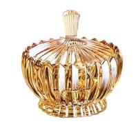 Hamwesh Floral Candy Jar with Lid, Elegant Amber Glass Storage Container for Cookie Jewelry Snack, with 3D Relief Design, Smooth Lines and Polished Edges for Home Decor (Amber Stripe Short Candy Jar)