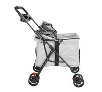 Hamwesh Foldable Pet Stroller, Breathable Mesh 360° Visibility One Button Fold Spacious 70CM Cabin Pet Jogger Stroller Cat Dog with Detachable Tray and Cup Holder for Small (Grey)