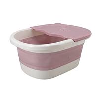 Hamwesh Foot Bath, Collapsible Heavy Duty Plastic Easy to Store Multifunction Foot Soaking Tub, Extra High Wall Soak Tub with Handle, Pressure Relief, Relaxation for Home Spa (Roseate)