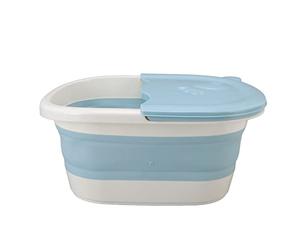 Hamwesh Foot Bath, Collapsible Heavy Duty Plastic Easy to Store Multifunction Foot Soaking Tub, Extra High Wall Soak Tub with Handle, Pressure Relief, Relaxation for Home Spa (Blue)