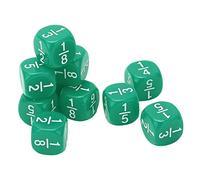 Hamwesh Fraction Dice, 20Pcs Engraved Numbers Multi Faceted Math Practice Tools, Teaching Tools with Plastic Set for Kids Classroom Board Games and Number Teaching (Green)