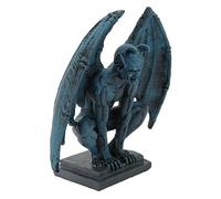 Hamwesh Gargoyle Statue, 7.4 in Blue Winged Polished Resin Gothic Halloween Figurine, Guardian Garden Sculpture with Lifelike Finish for Indoor Outdoor Home Office Decor
