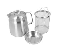 Hamwesh Grease Container, 304 Stainless Steel Large Capacity Oil Filter Pot, Bacon Grease Saver with Fine Mesh Strainer Lid and Frying Basket for Kitchen Frying and Storage (1.5L)