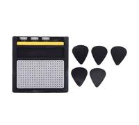 Hamwesh Guitar Pick Holder, Amp Speaker Styled 3D Printed Pick Storage Box with 5 Black Picks for Guitar Players Music Enthusiasts Multi Slot Organizer Compact Portable Non Slip Base