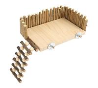 Hamwesh Hamster Climbing Platform, Handcrafted Log Wood Pet Playground, Wooden Log House with Climbing Ladder and Safety Fence for Mouse Dwarf Hamster Gerbil Rat Sugar Glider (Screw Style)