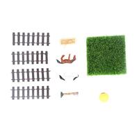Hamwesh Horse Stable Model, 1:12 Scale Handcrafted Plastic Solid Wood Miniature Horse Barn Farm, Dollhouse Racecourse with 8 Model Set Including Fence Lawn Feeder for Dollhouse Decoration (#1)