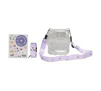 Hamwesh Instant Camera Case, Strong Scratch Resistant PC Material Transparent Shell Instant Camera Protective Case, Mini 12 with Removable Adjustable Shoulder Strap (Purple)