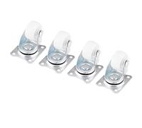 Hamwesh Iron Plate Furniture Caster Set, 1 Inch, 360 Degree, White | Polypropylene Roller Wheels, Zinc Plated Bracket, Low Noise, for Desk Chair Trolley Luggage, 10kg Load Each