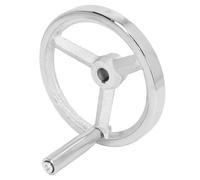 Hamwesh Lathe Handwheel, 160mm 16mm Cast Iron Chrome Plated 3 Spoked Hand Wheel Machine Tool Handwheel with Removable Handle for Milling, Lathe, Grinder, and Drill Press Machines