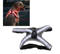 Hamwesh LED Dog Harness, No Pull Light Up Rechargeable Reflective Glow Vest with 7 Steady Colors and Dynamic Light Effects, for Night Walking Safety of Medium to Large Dogs (Black)