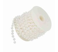 Hamwesh Lifelike Beige Pearl Bead String DIY Wedding Decoration 8mm ABS Imitation Pearls 10m Roll for Christmas Day (White)
