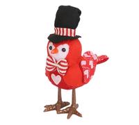 Hamwesh Light Up Bird Decor, Adorable Design with Warm Yellow LED Light, Battery Powered Versatile Cute Birds Figurine, Plush Birds Statue for Home Table Fireplace Bookshelf Window Sill (Red)
