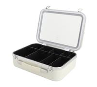 Hamwesh Makeup Bag with Light Up Mirror, 3 Color Settings, Removable Dividers, Brush Organizer, Portable Travel Case for Women and Makeup Artists