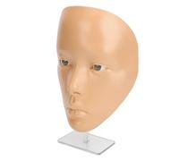Hamwesh Makeup Practice Face, 5D Silicone Soft Reusable Full Face Silicone Practice Board with Stand, Training Mannequin for Eyeshadow, Eyebrows, Eyeliner, and False Eyelash Beginners (Wheat Skin)
