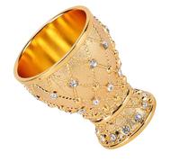 Hamwesh Medieval Goblet Vintage Gothic Wine Cup Handcrafted Relief Design Zinc Alloy Drinking Glass with Royal Renaissance Chalice for Communion Wedding Bar Home Decor (Gold)