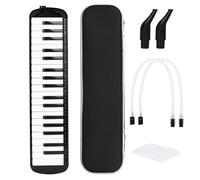 Hamwesh Melodica Instrument, 37 Keys Brass Reed Plate Handheld Melodica Air Piano with EVA Hard Case and Two Mouthpieces for Kids Adults (Black)