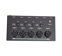 Hamwesh Mini Audio Mixer, 4 Channel Stereo Line Mixer with 1/4" TRS Inputs 3.5mm Output USB Rechargeable Portable Low Noise Sound Board w for Electronic Drum Guitars Bass Keyboards (Black)