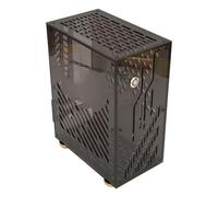 Hamwesh Mini ITX Case, 4.3L 360 Cooling Clear Side Panel with Cushioning Foot Pads for FLEX 1U Power 2.5in SSD (Black)