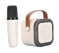 Hamwesh Mini Karaoke Machine, Portable BT Karaoke Speaker, Voice Effects, Dual Speakers, Small Machine with Microphone and LED Dynamic Light, for Kids Adults Birthday Parties (White)