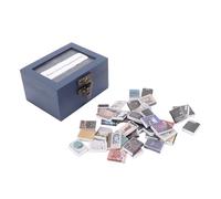 Hamwesh Miniature Bookshelf, Solid Wood Compact Portable Mini Bookshelf 3.74x2.76x1.97in Miniature Library with 40 Mini Books Included for Home Office Desk Decor (Deep Blue)