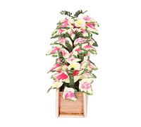 Hamwesh Miniature Flower Pots, Highly Simulated Shapes Bright Colors Dollhouse Rectangle Planter Box 1 12 Scale Dollhouse Accessories with Miniature Flower Plants Included for