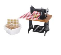 Hamwesh Miniature Vintage Sewing Machine, Handmade Craftsmanship Movable Feature Retro Design for Dollhouse Furniture, Vintage Sewing Machine Toy with Functional Use for Home and