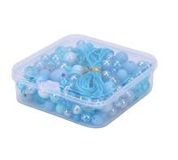 Hamwesh Mixed Beads, ABS Plastic, Cute and Fashionable, Easy to Use, for Jewelry Making, Bracelets, Keychains, with Elastic Beading Cord, for DIY Crafts (Jewel Blue)