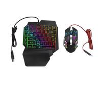Hamwesh One Hand Gaming Keyboard and Mouse Combo, RGB Backlit Half Hand Mechanical Keypad with Converter, Phone Stand for PC and Mobile Games