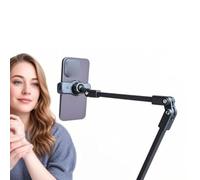 Hamwesh Overhead Phone Mount, Adjustable Height Flexible Aluminum Overhead Camera Mount, Phone Stand for Filming with Clamp and Adjustable Arm Compatible with 4-7.1 Inch Phones