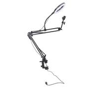 Hamwesh Overhead Phone Mount with Ring Light, LED Desk Ring Light with 3 Color Temperatures 10 Brightness Levels for Live Streaming Beauty Manicure