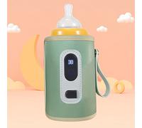 Hamwesh Portable Bottle Warmer, Precise Temperature Control Fast Heating LCD Screen Baby Bottle Warmer Travel with USB Powered Design for Travel Plane Car (Green)