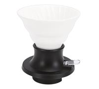 Hamwesh Pour Over Coffee Dripper, V 60 Style Manual Drip Coffee Filter, Built in Valve Control, Ceramic and Silicone Pour Over Maker for Home Cafe Restaurant Camping (White Black)